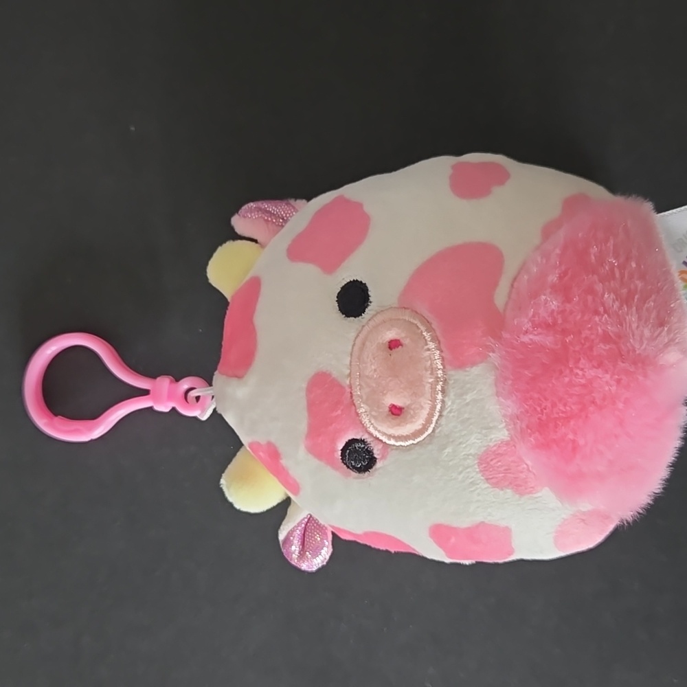 Squishmallows Evangelica The Pink Cow Clip-On Plush Buddies Bag Charm - Picture 6 of 9